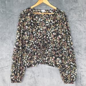 Womens Top Large Romantic Floral Bloomcore Feminine Boho Chic Peasant Festival